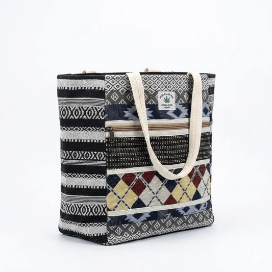 Khojo Hemp Multicolor Tote Bag front view