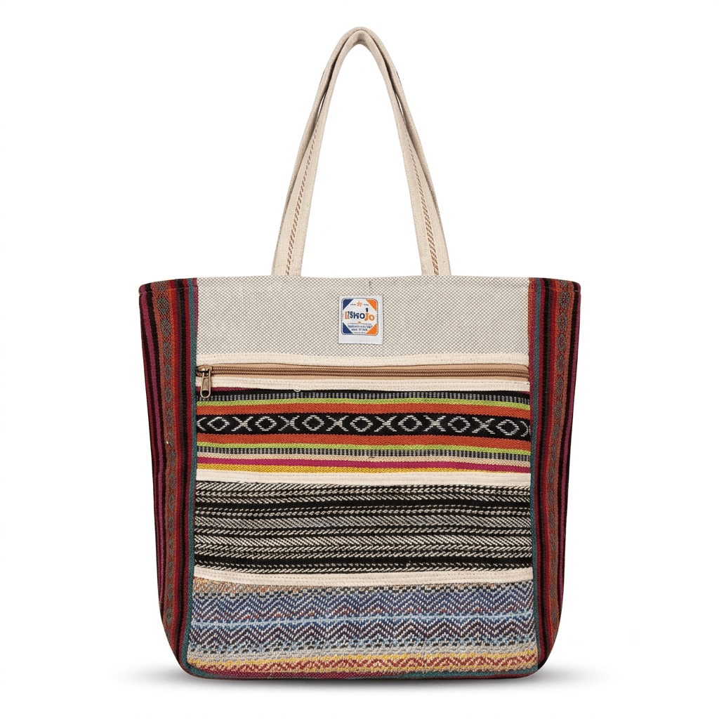 Hemp Multicolor Tote Bag for Conscious Travelers | Khojo - Hemp Bags - Khojo Store