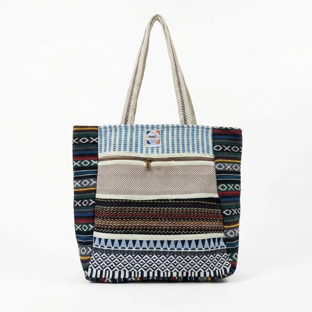 Hemp Multicolor Tote Bag for Conscious Travelers | Khojo - Hemp Bags - Khojo Store