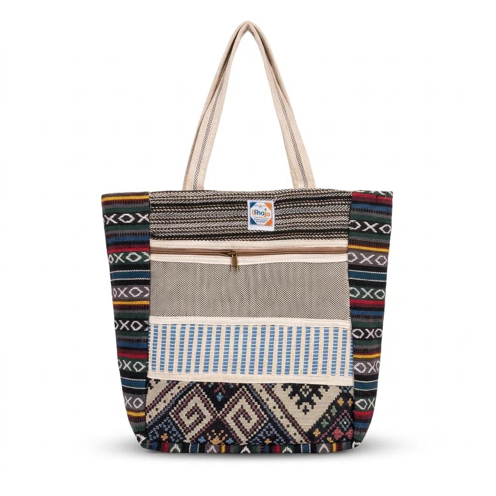Hemp Multicolor Tote Bag for Conscious Travelers | Khojo - Hemp Bags - Khojo Store