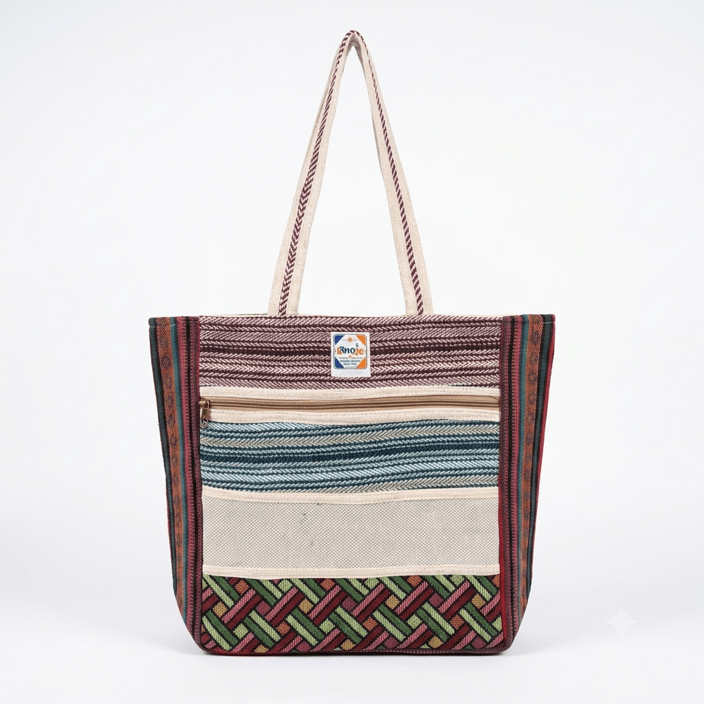 Hemp Multicolor Tote Bag for Conscious Travelers | Khojo - Hemp Bags - Khojo Store