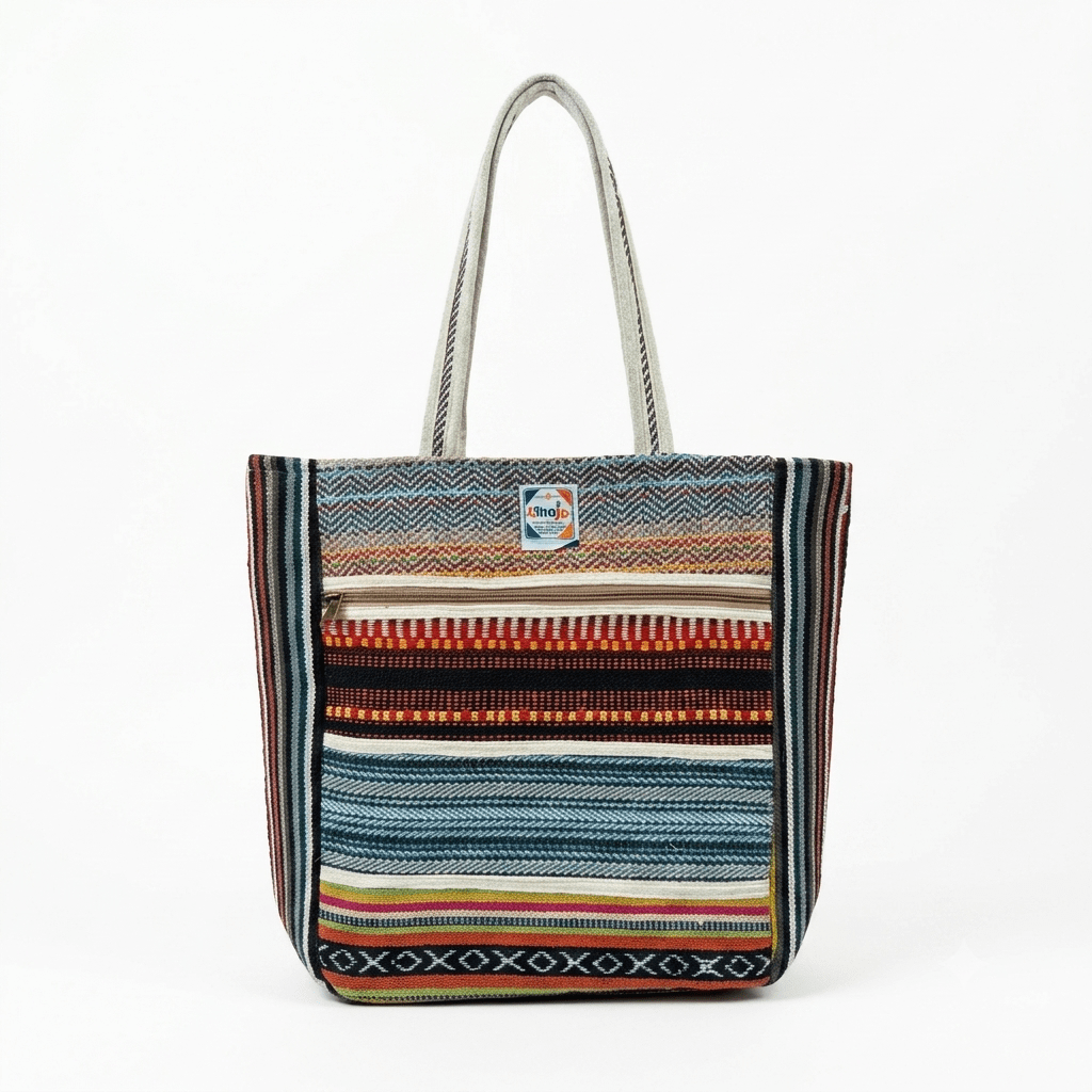 Hemp Multicolor Tote Bag for Conscious Travelers | Khojo - Hemp Bags - Khojo Store