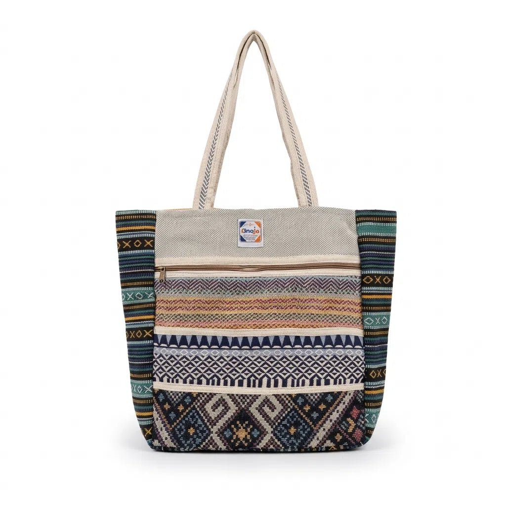Hemp Multicolor Tote Bag for Conscious Travelers | Khojo - Hemp Bags - Khojo Store