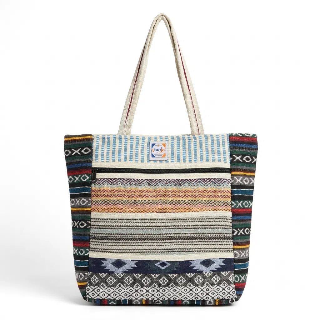 Hemp Multicolor Tote Bag for Conscious Travelers | Khojo - Hemp Bags - Khojo Store
