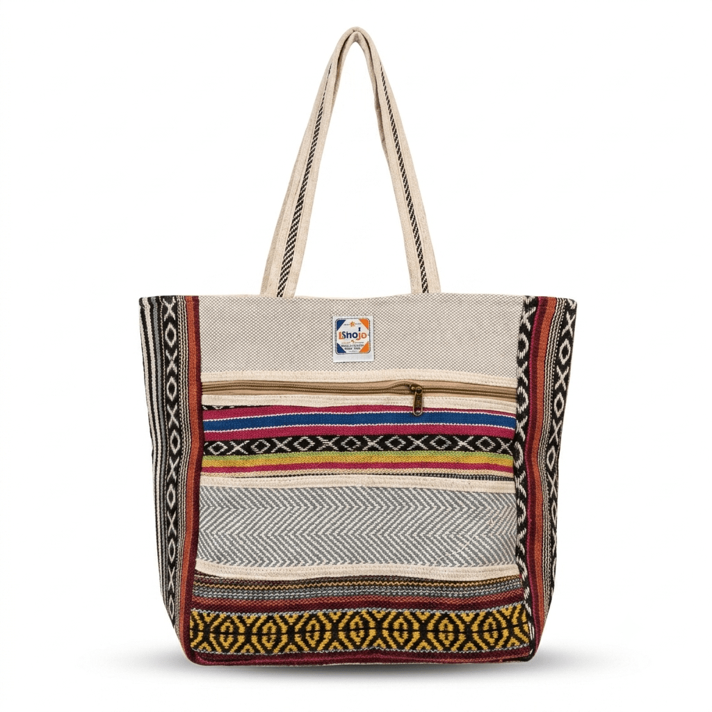 Hemp Multicolor Tote Bag for Conscious Travelers | Khojo - Hemp Bags - Khojo Store