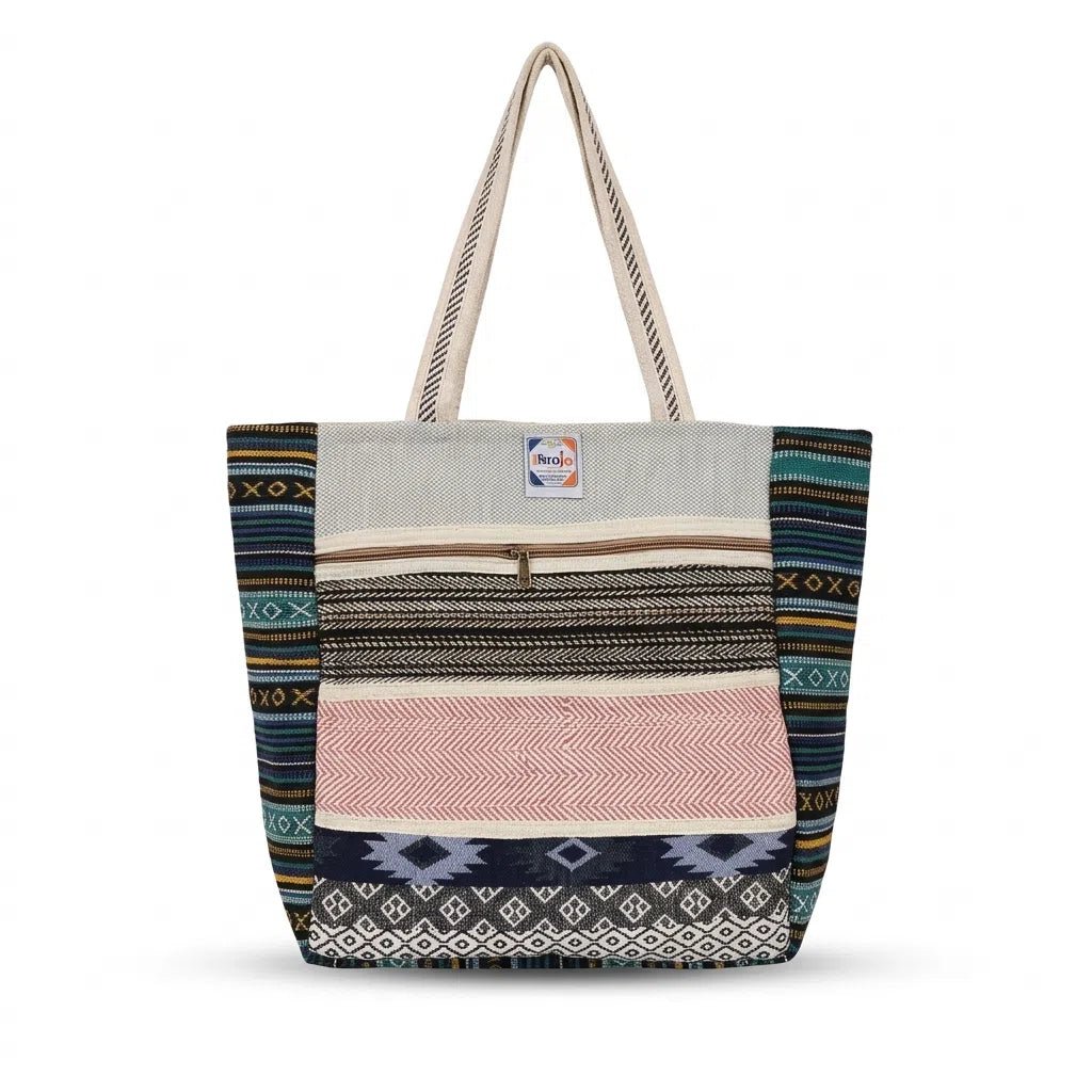 Hemp Multicolor Tote Bag for Conscious Travelers | Khojo - Hemp Bags - Khojo Store