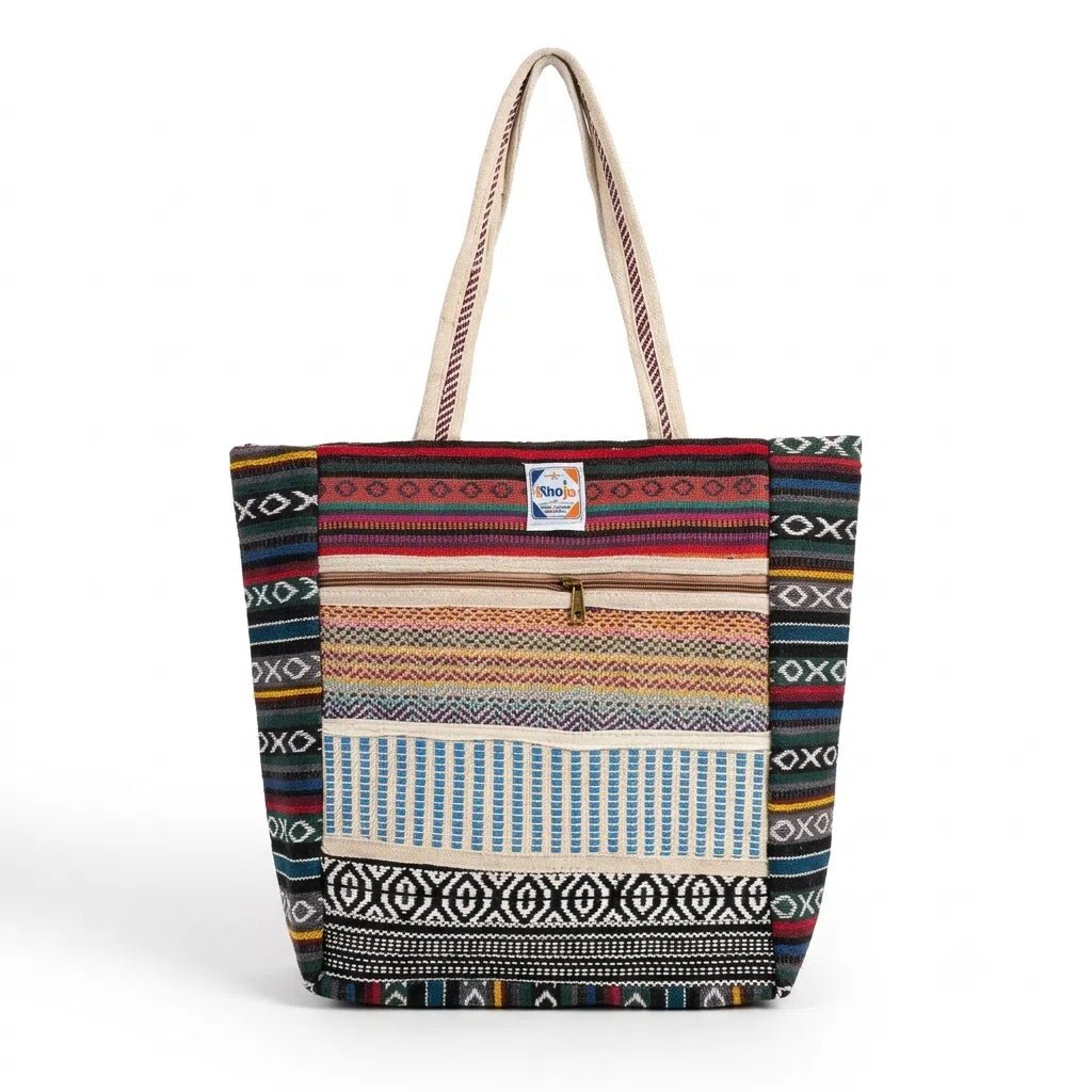 Hemp Multicolor Tote Bag for Conscious Travelers | Khojo - Hemp Bags - Khojo Store