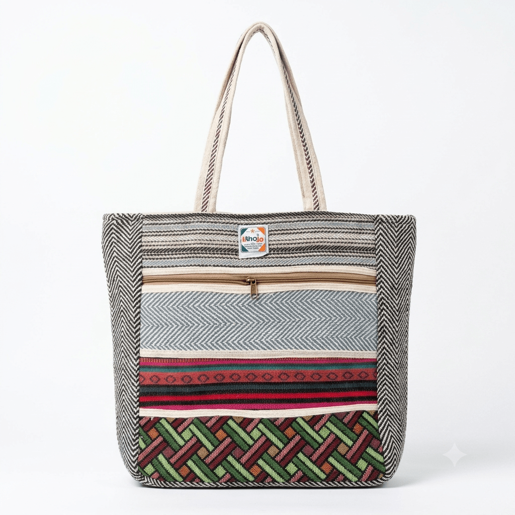 Hemp Multicolor Tote Bag for Conscious Travelers | Khojo - Hemp Bags - Khojo Store