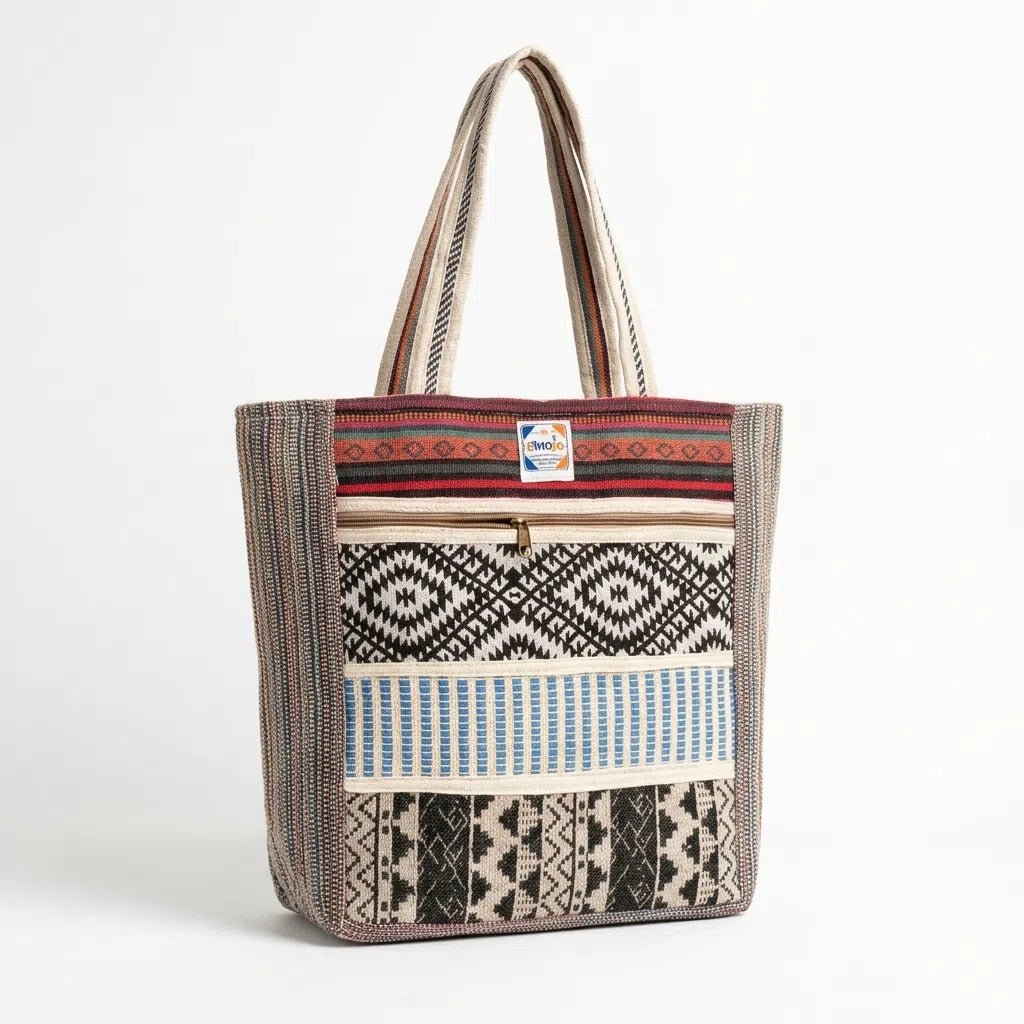 Hemp Multicolor Tote Bag for Conscious Travelers | Khojo - Hemp Bags - Khojo Store