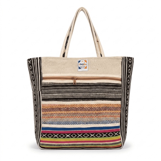 Hemp Multicolor Tote Bag for Conscious Travelers | Khojo - Hemp Bags - Khojo Store