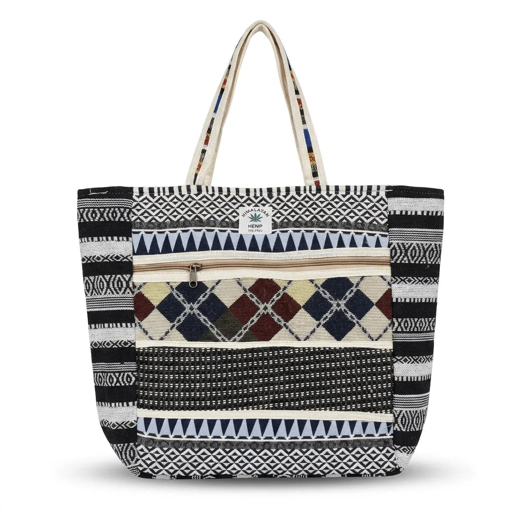 Hemp Multicolor Tote Bag for Conscious Travelers | Khojo - Hemp Bags - Khojo Store