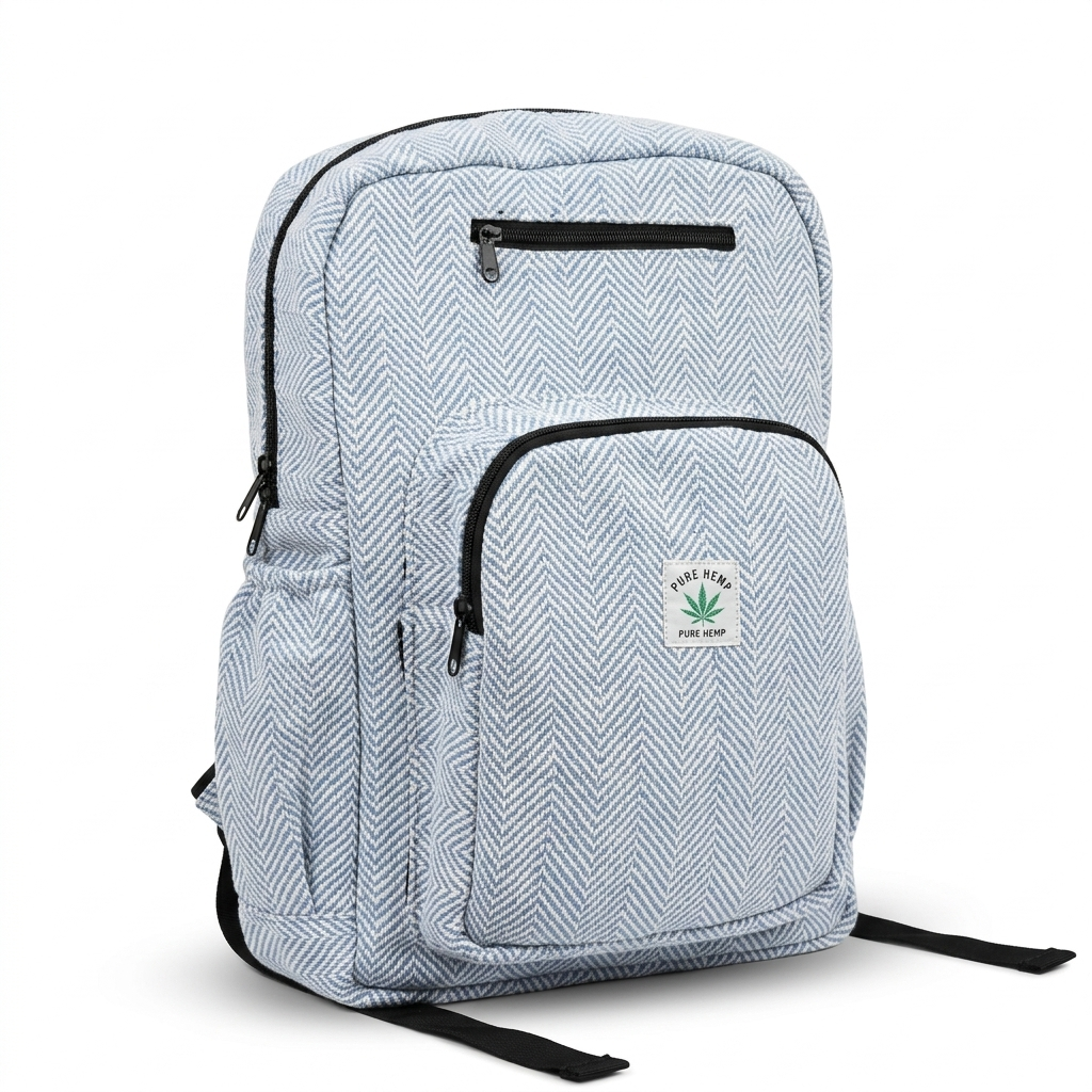 Hemp pithu bag with four zip compartments detail by Khojo