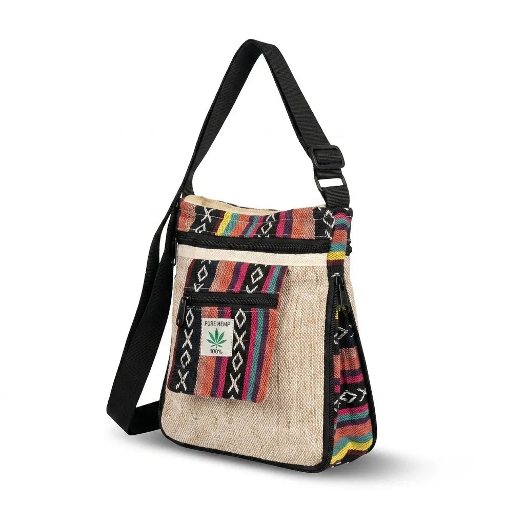 Hemp Raahi Expandable Multi-Zip Sling Bag for Travel | Khojo - Hemp Bags - Khojo Store