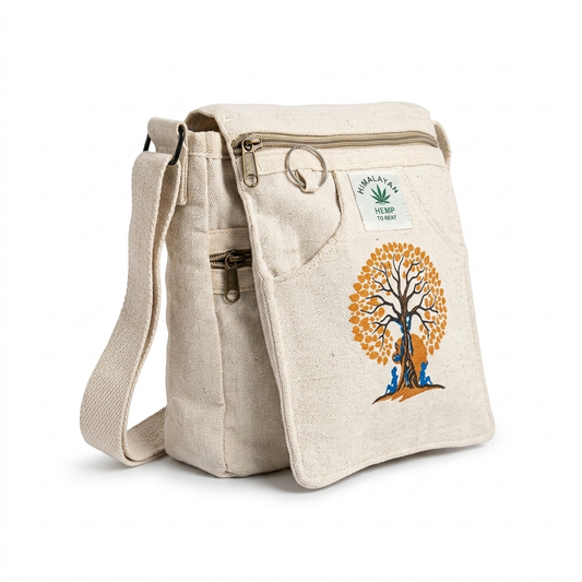 Compact minimalist hemp ring sling bag design by Khojo