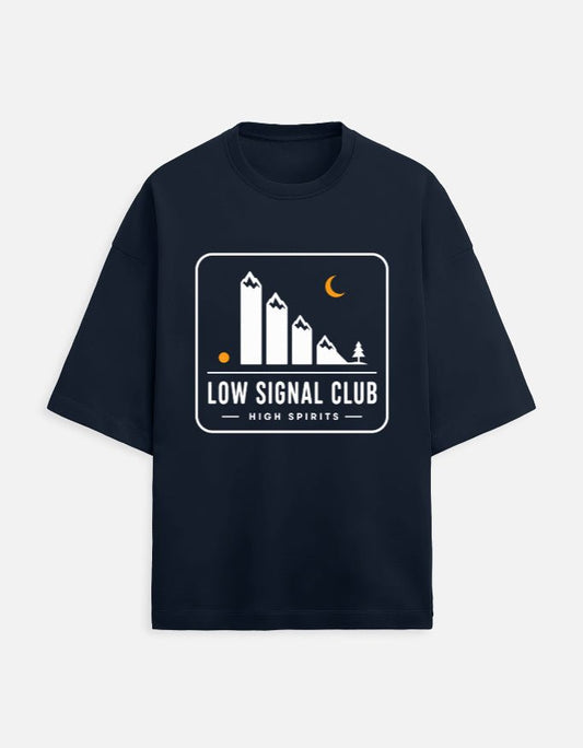 Low Signal Club Oversized Travel Tee | Khojo - Travel T-Shirts - Khojo Store