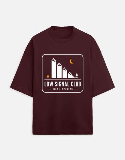 Low Signal Club Oversized Travel Tee | Khojo - Travel T-Shirts - Khojo Store