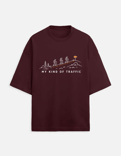 My Kind of Traffic Oversized Terry Tee – Trekking T-Shirt | Khojo - Travel Apparel - Khojo Store