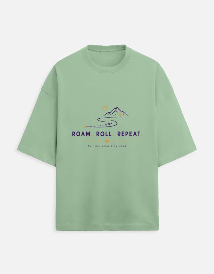Roam. Roll. Repeat. Oversized Terry Tee for Road Trips | Khojo - Travel Apparel - Khojo Store