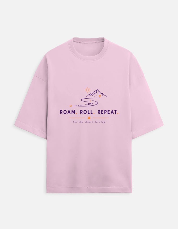 Roam. Roll. Repeat. Oversized Terry Tee for Road Trips | Khojo - Travel Apparel - Khojo Store