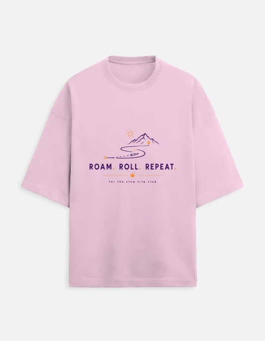 Roam. Roll. Repeat. Oversized Terry Tee for Road Trips | Khojo - Travel Apparel - Khojo Store