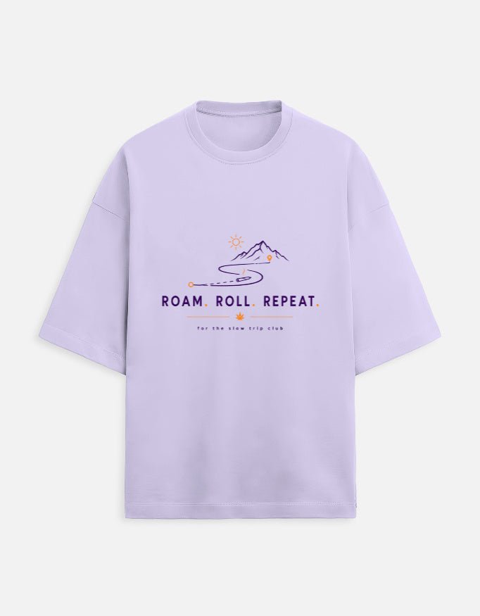 Roam. Roll. Repeat. Oversized Terry Tee for Road Trips | Khojo - Travel Apparel - Khojo Store