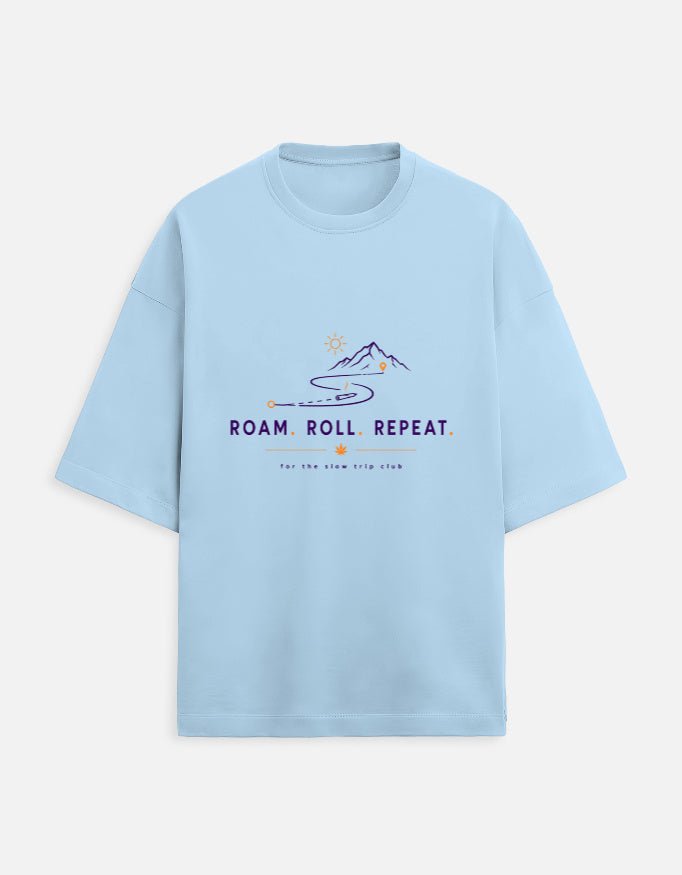 Roam. Roll. Repeat. Oversized Terry Tee for Road Trips | Khojo - Travel Apparel - Khojo Store