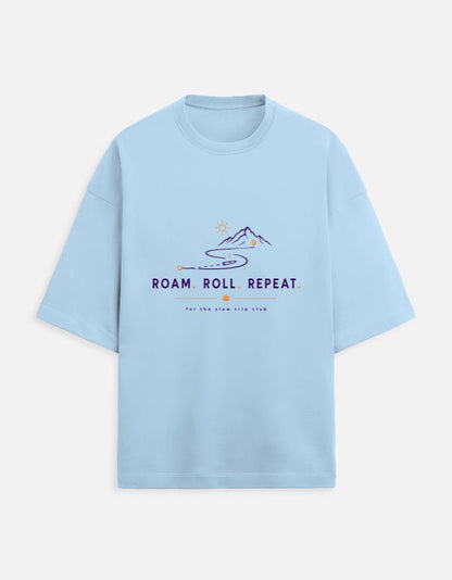 Roam. Roll. Repeat. Oversized Terry Tee for Road Trips | Khojo - Travel Apparel - Khojo Store