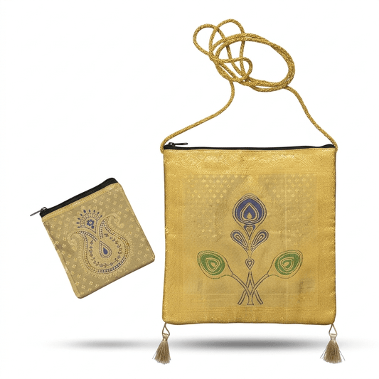 Shagun Brocade Sling Bag with Mini Gift Pouch - Festive Sling Bag - Khojo Store