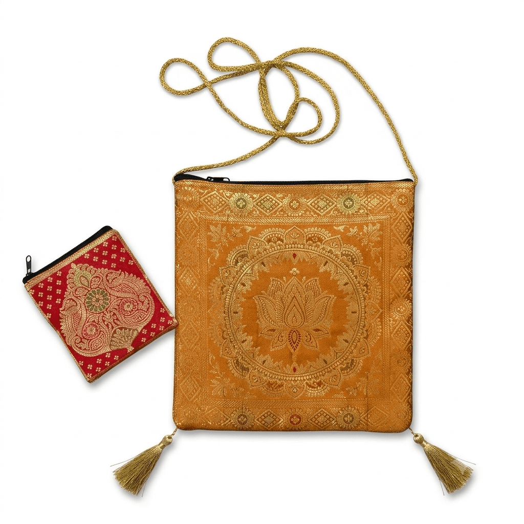 Shagun Brocade Sling Bag with Mini Gift Pouch - Festive Sling Bag - Khojo Store