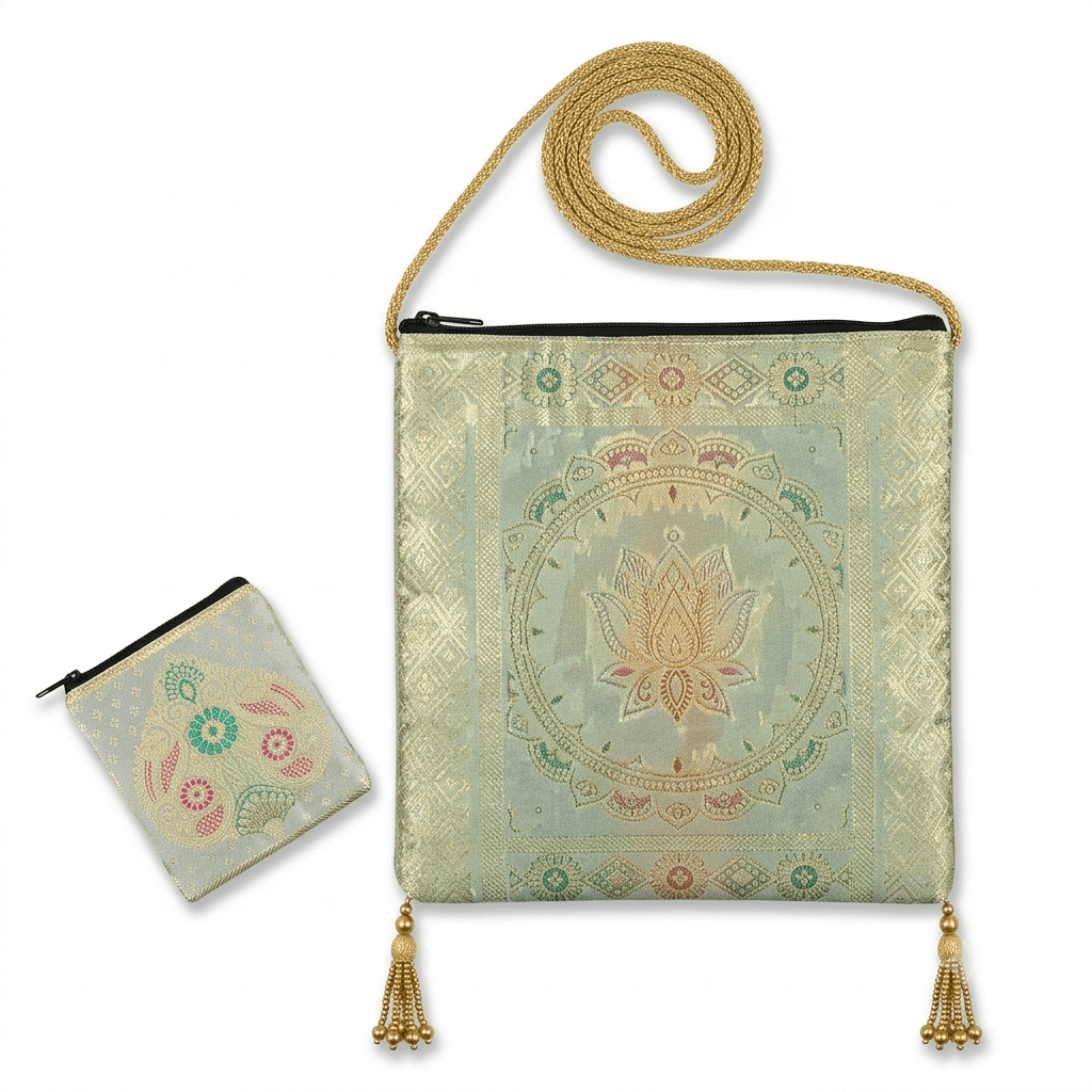 Shagun Brocade Sling Bag with Mini Gift Pouch - Festive Sling Bag - Khojo Store