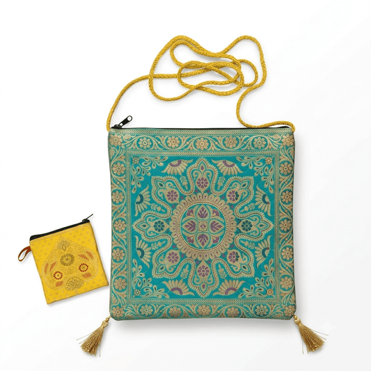 Shagun Brocade Sling Bag with Mini Gift Pouch - Festive Sling Bag - Khojo Store