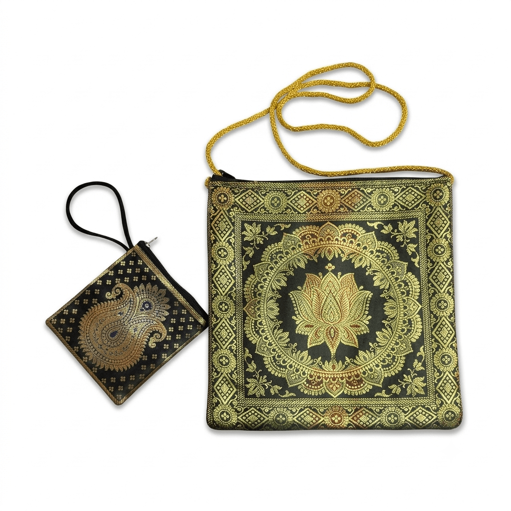 Shagun Brocade Sling Bag with Mini Gift Pouch - Festive Sling Bag - Khojo Store