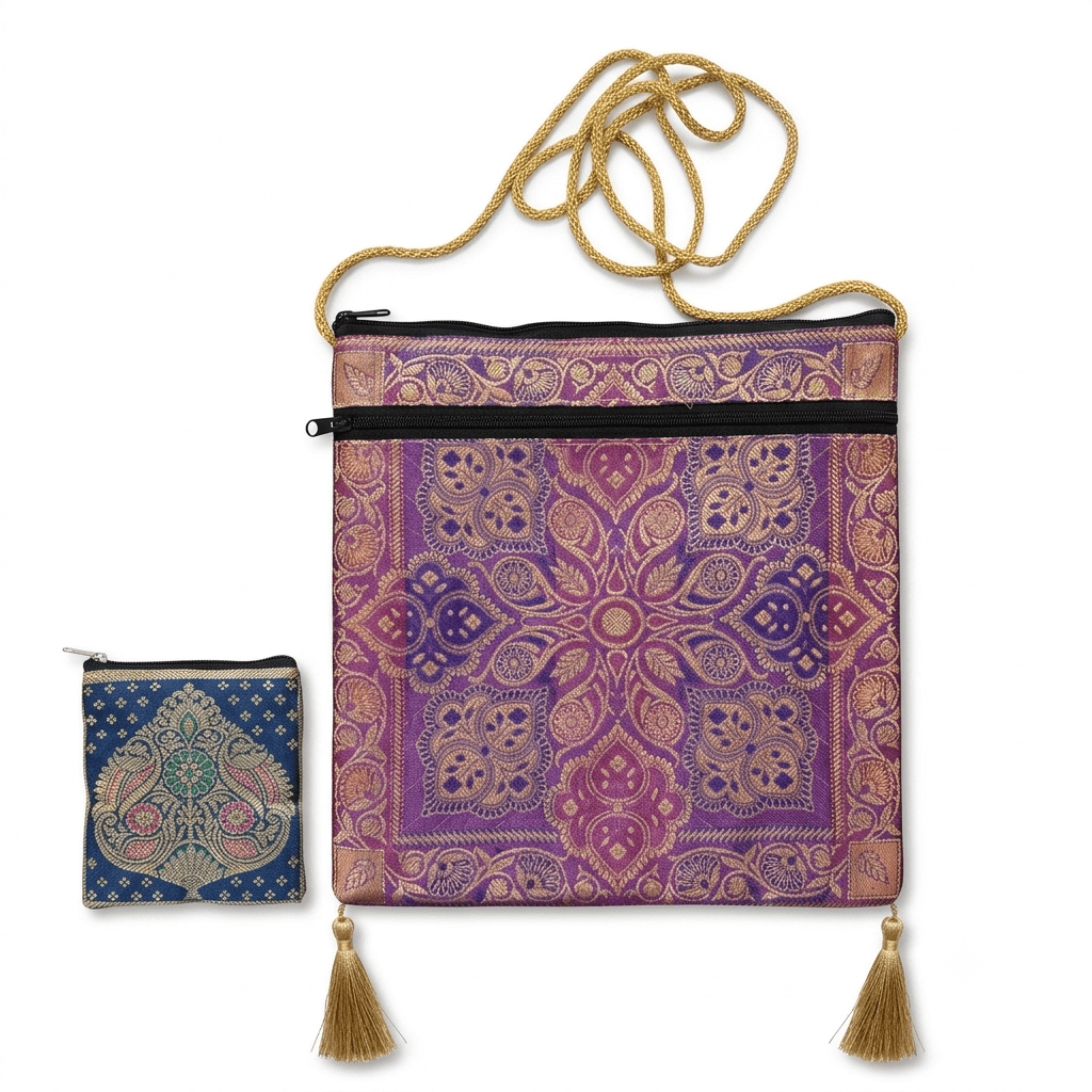 Shagun Brocade Sling Bag with Mini Gift Pouch - Festive Sling Bag - Khojo Store
