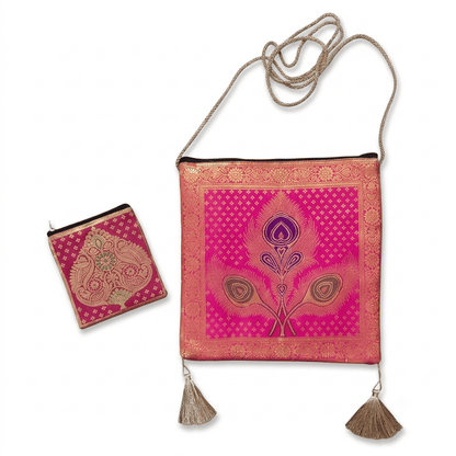 Shagun Brocade Sling Bag with Mini Gift Pouch - Festive Sling Bag - Khojo Store