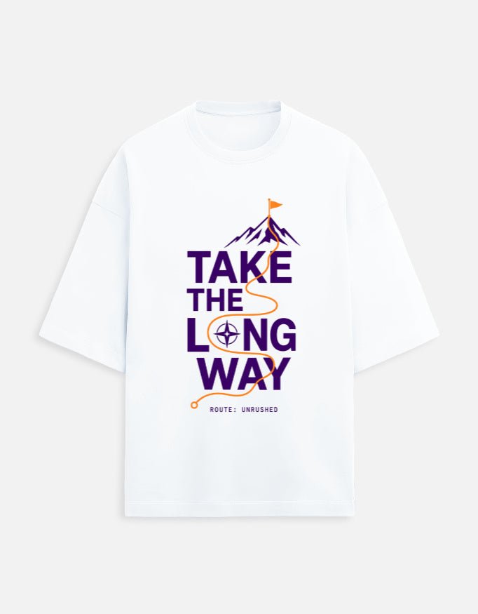 Take the Long Way Oversized Travel Tee | Khojo - Travel T-Shirts - Khojo Store