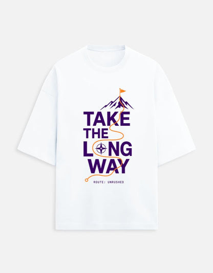 Take the Long Way Oversized Travel Tee | Khojo - Travel T-Shirts - Khojo Store