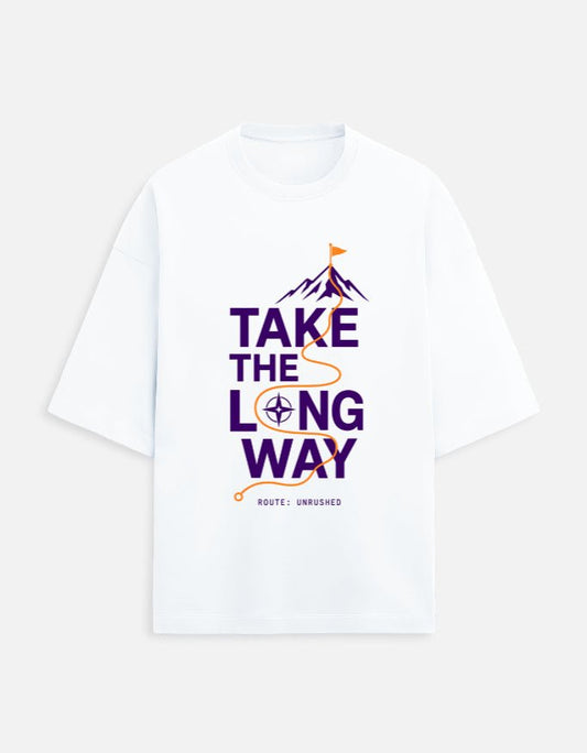 Take the Long Way Oversized Travel Tee | Khojo - Travel T-Shirts - Khojo Store