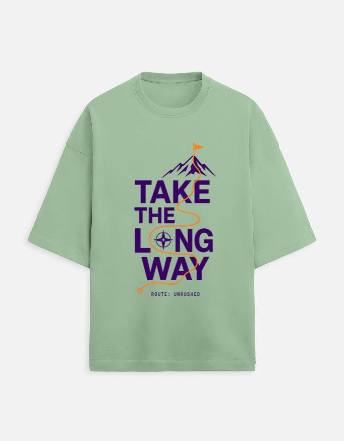 Take the Long Way Oversized Travel Tee | Khojo - Travel T-Shirts - Khojo Store