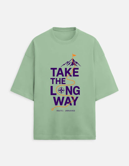 Take the Long Way Oversized Travel Tee | Khojo - Travel T-Shirts - Khojo Store