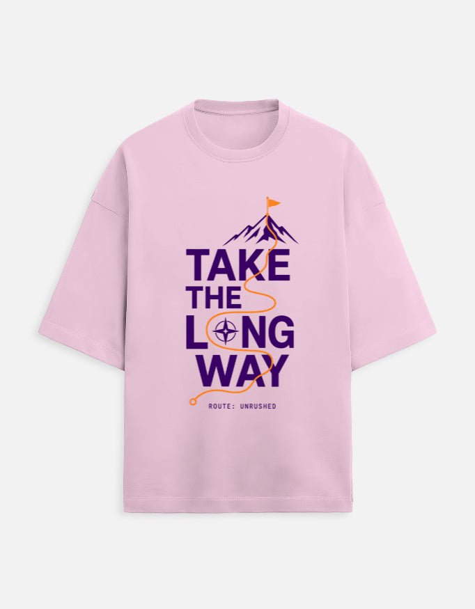 Take the Long Way Oversized Travel Tee | Khojo - Travel T-Shirts - Khojo Store