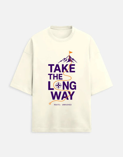 Take the Long Way Oversized Travel Tee | Khojo - Travel T-Shirts - Khojo Store