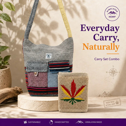 The Carry Set — Hemp Jhola + Hemp Wallet - Hemp Bags - Khojo Store