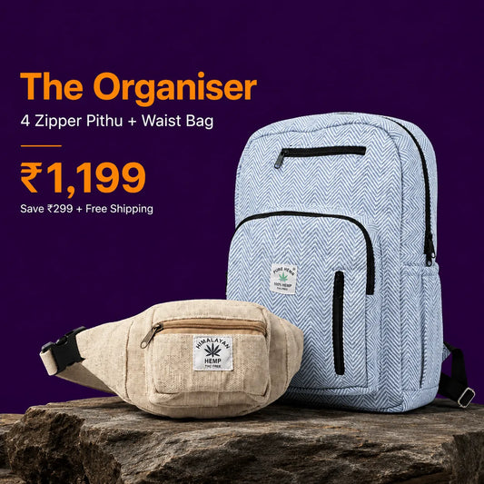 The Organiser — 4 Zipper Hemp Pithu + Waist Bag | Khojo