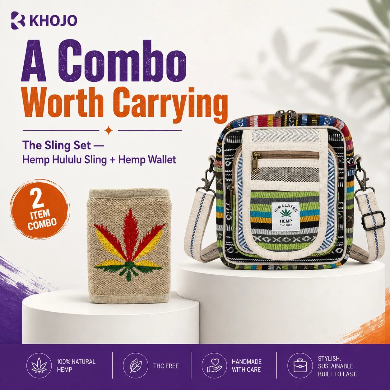 The Sling Set — Hemp Hululu Sling + Hemp Wallet - Hemp Bags - Khojo Store