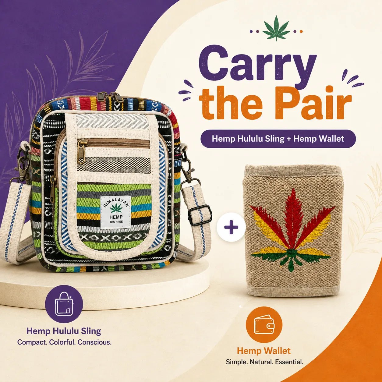 The Sling Set — Hemp Hululu Sling + Hemp Wallet - Hemp Bags - Khojo Store