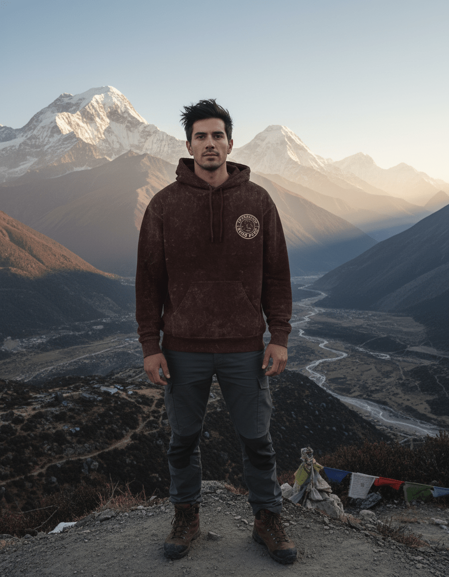 Travel Acid Wash Hoodie | One Ticket & Thousand Stories - Travel Apparel - Khojo Store
