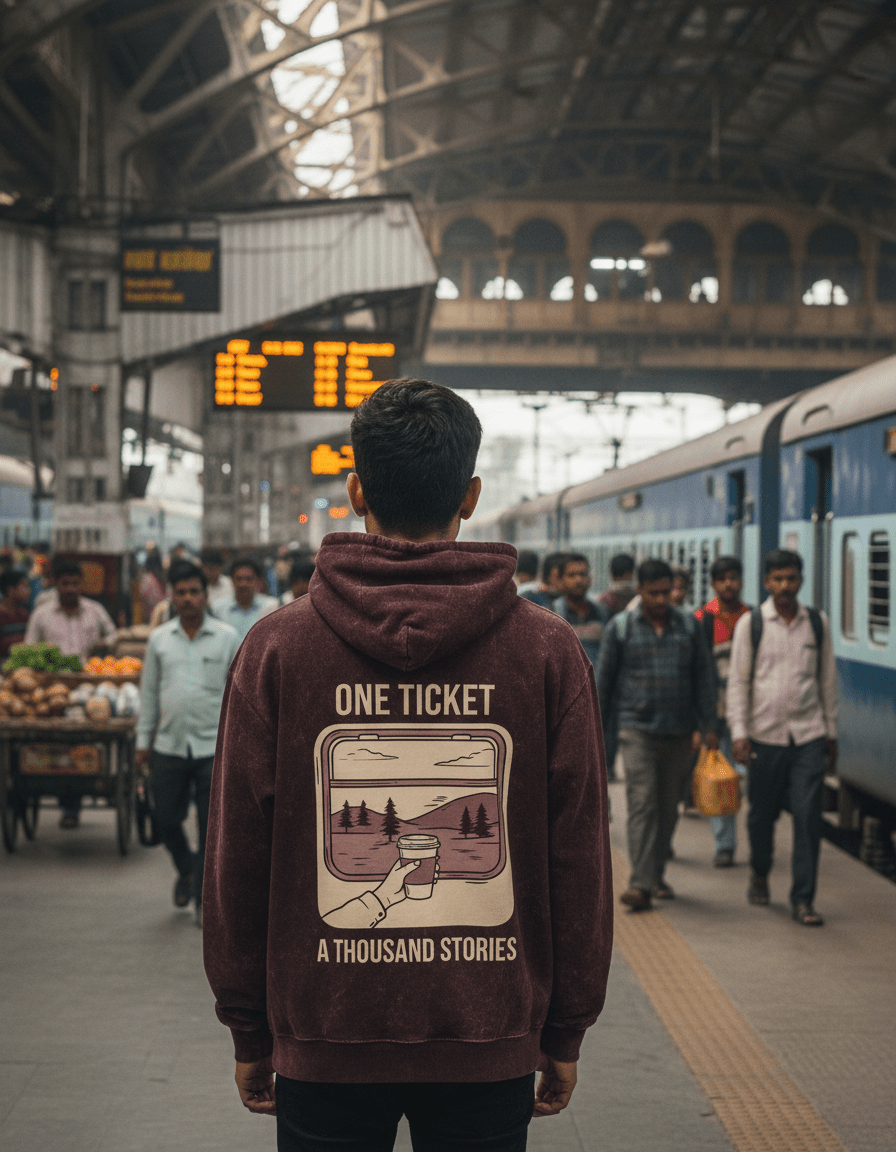 Travel Acid Wash Hoodie | One Ticket & Thousand Stories - Travel Apparel - Khojo Store