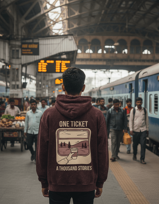 Travel Acid Wash Hoodie | One Ticket & Thousand Stories - Travel Apparel - Khojo Store