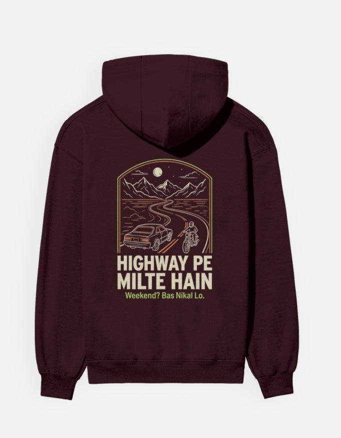 Travel Hoodie | Highway Pe Milte Hain - Travel Apparel - Khojo Store