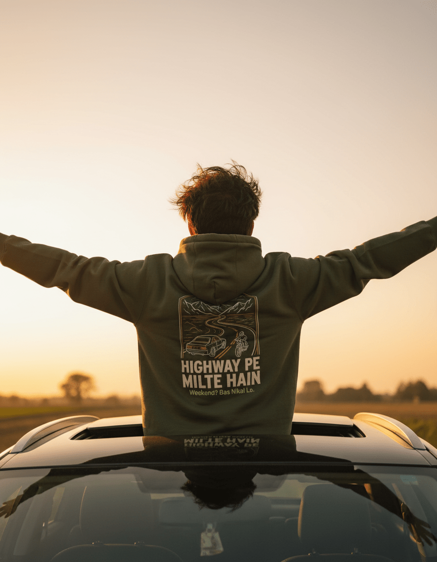 Travel Hoodie | Highway Pe Milte Hain - Travel Apparel - Khojo Store